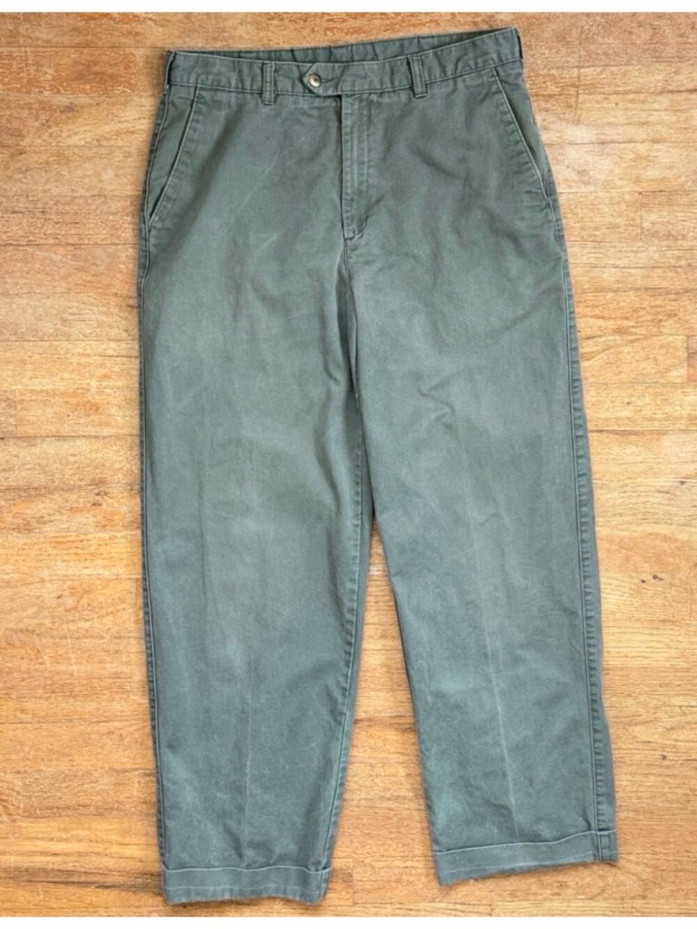 Vintage Mens Faded Olive Green Chinos Size 32x29 Julian Alexander Cotton Pants